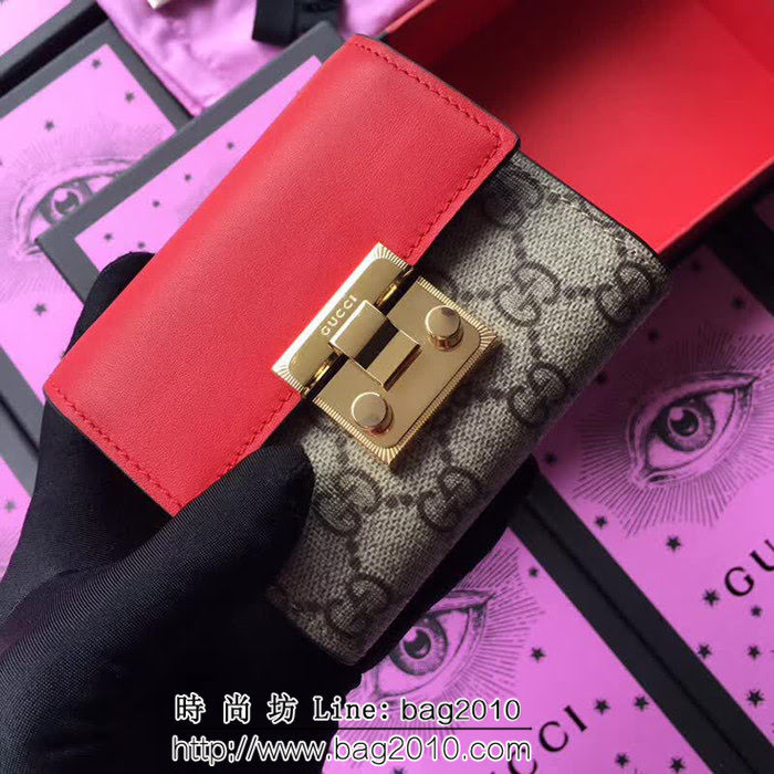 GUCCI古馳 歐洲正品原單 padlock系列 最新款短皮夾 453155 pvc紅皮 WTG1198